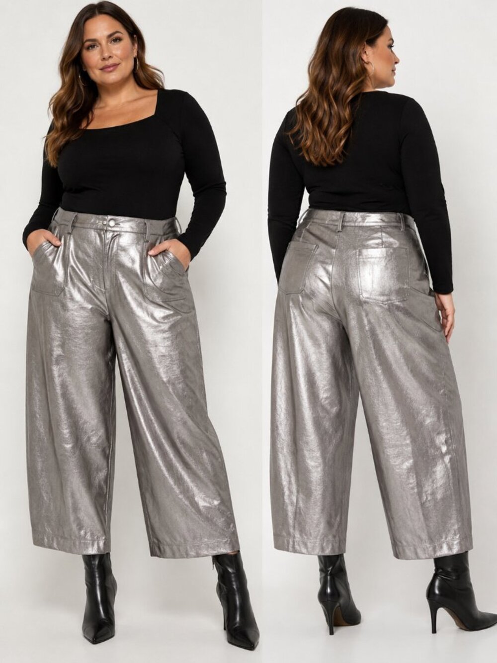 NWT $119 Vince Metallic Wide-Leg Cropped Pants – Size 18W